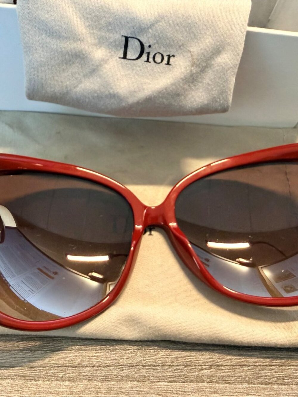 Christian Dior 507J Oversized Red Sunglasses | Vintage Y2K Glam w/ Case - Picture 3 of 7